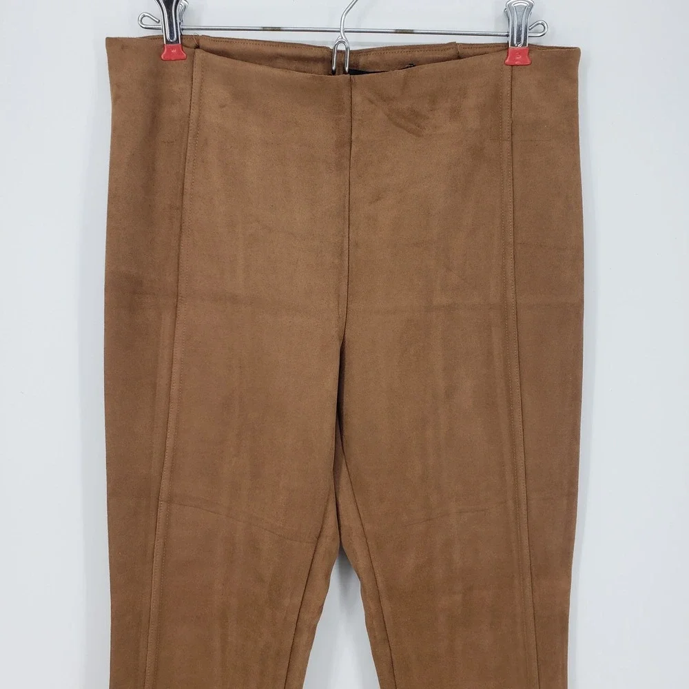Grace Elements Brown Faux Suede Leggings Pants Women's Size M Pull on Skinny NEW